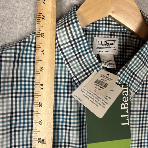 NWT Mens LL Bean Traditional Fit Button Up S/S True Cool Check Shirt Large - Picture 6 of 8